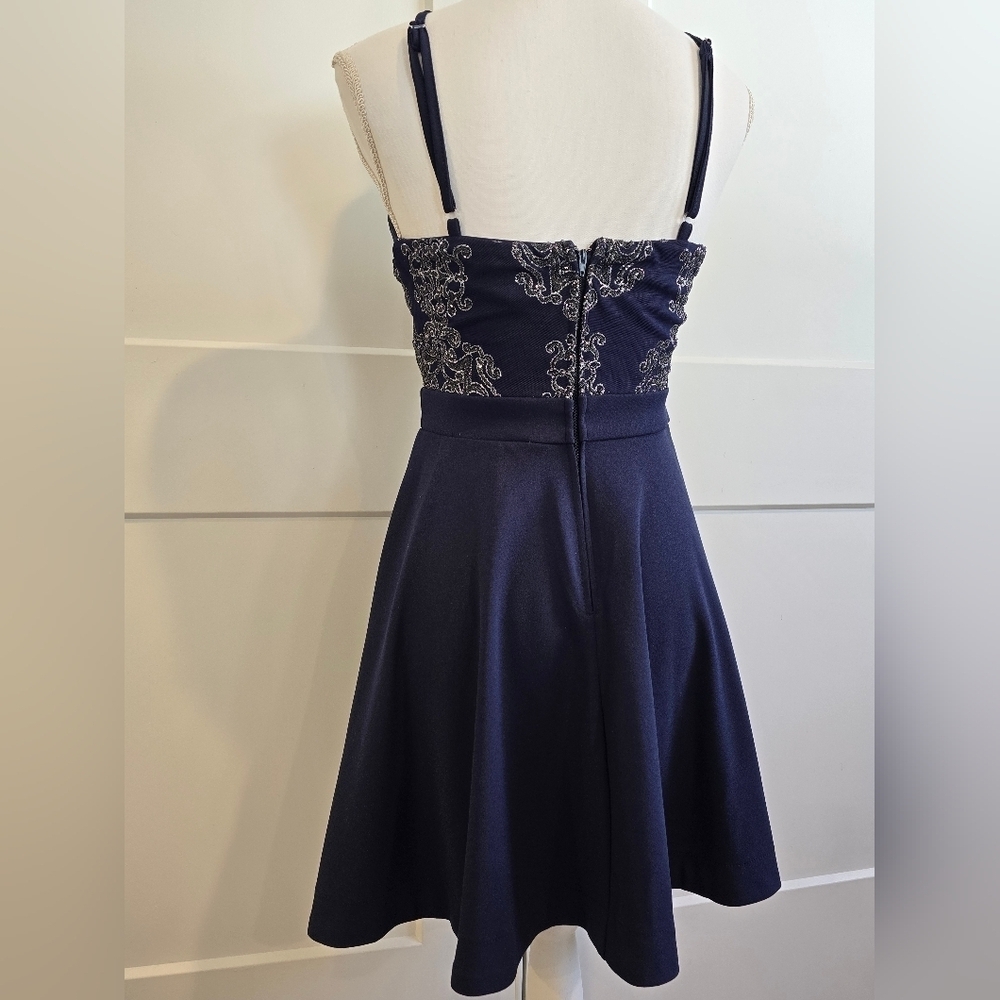 Speechless Blue and Silver Tiered Cocktail Dress - Picture 7 of 9